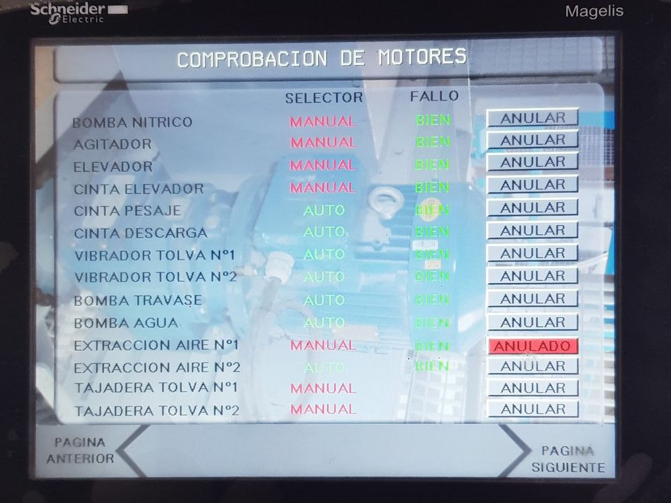 Comprobación del estado de los motores de una línea